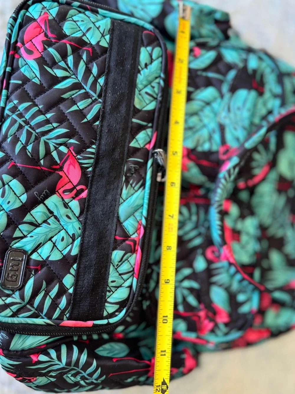 Lug Mini Puddle Jumper Flamingo Black Tropical Travel Tote Bag Discontinued